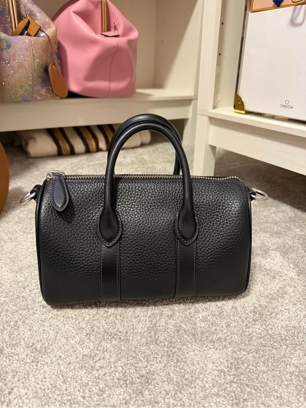 Coach Compass 25 Black Pebbled Leather